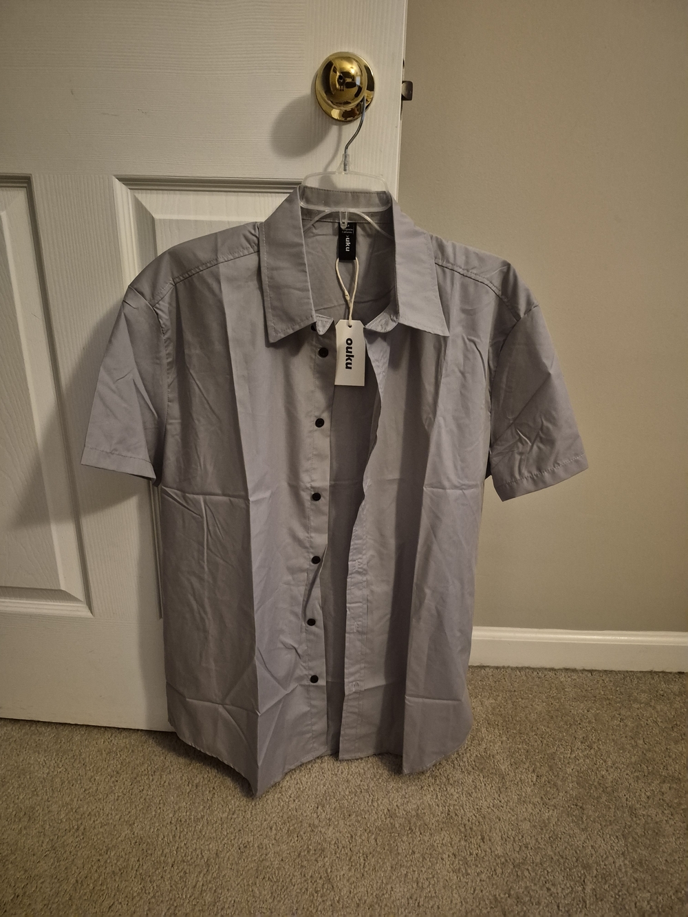 Oluio Men's Short-Sleeve Button-Down Shirt - Light Gray
